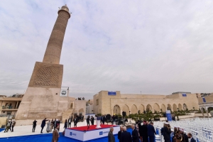 Iraq’s iconic ‘hunchback’ minaret of Mosul rebuilt using original bricks after destruction under Islamic State rule