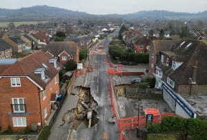 ‘Pretty mad’: Godstone residents shocked over whale-sized sinkhole in UK village