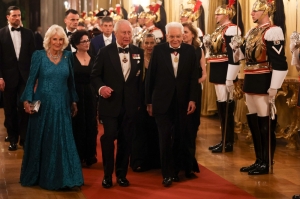 ‘Peace is never to be taken for granted’: Charles delivers powerful speech to Italy’s parliament, meets Pope Francis
